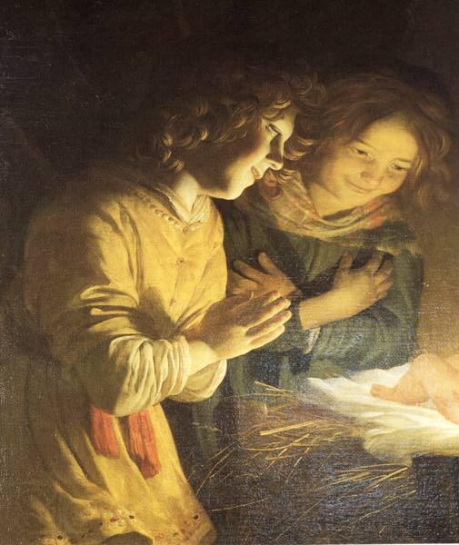 HONTHORST, Gerrit van Adoration of the Child (detail) sf Norge oil painting art